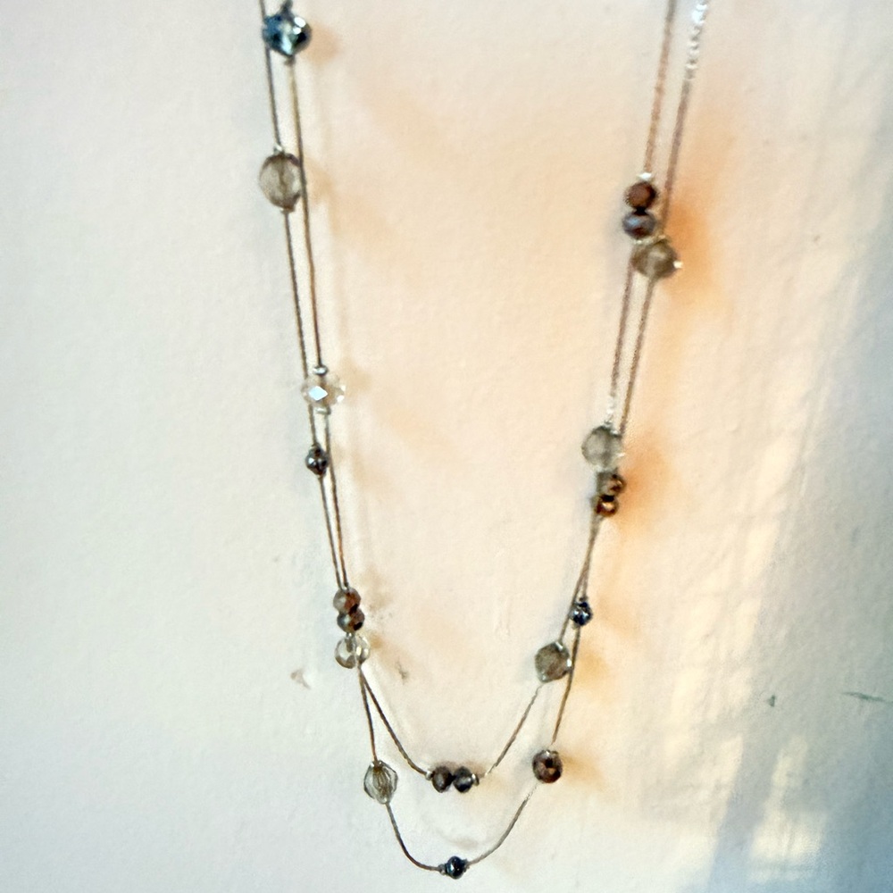 LOFT Silver and Gray Layered Necklace